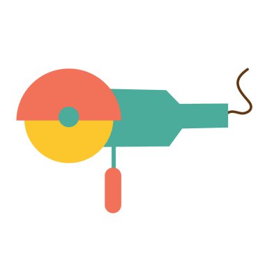 İzole edilmiş arka planda öğütücü gördüm. İnşaat ve onarım aletleri. Tasarım elementi. Düz çizim. Vektör.