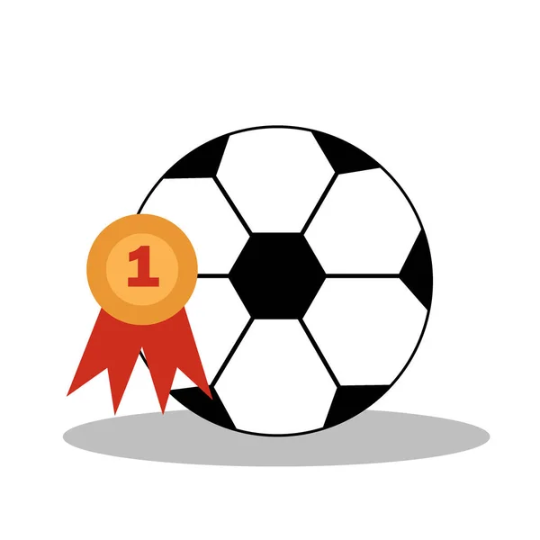 足球与锦标赛冠军奖牌 足球运动的特点 明信片 标志或设计 平面插图 — 图库矢量图片