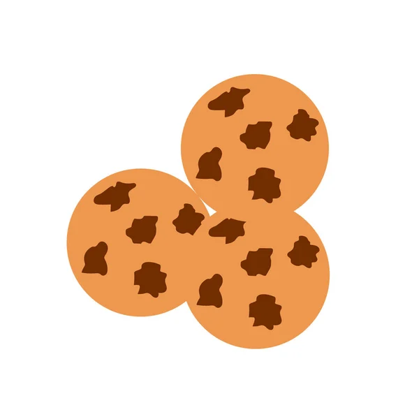 Круглое Печенье Шоколадной Крошкой Изолированном Фоне Закуска Десерт Элемент Плоского — стоковый вектор
