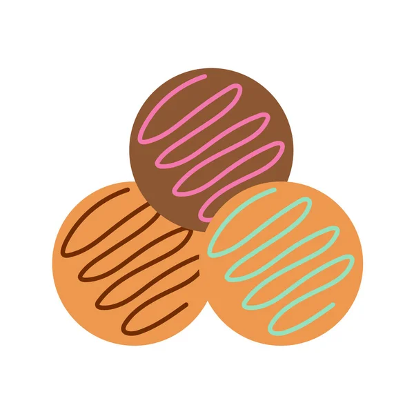 Biscuits Ronds Avec Remplissage Multicolore Sur Fond Isolé Apéritif Dessert — Image vectorielle