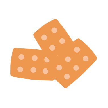 İzole edilmiş arka planda çizgili kare kurabiyeler. Aperatif ya da tatlı. Düz tasarım elemanı. Sağlıksız yiyecekler. İllüzyon. Vektör.