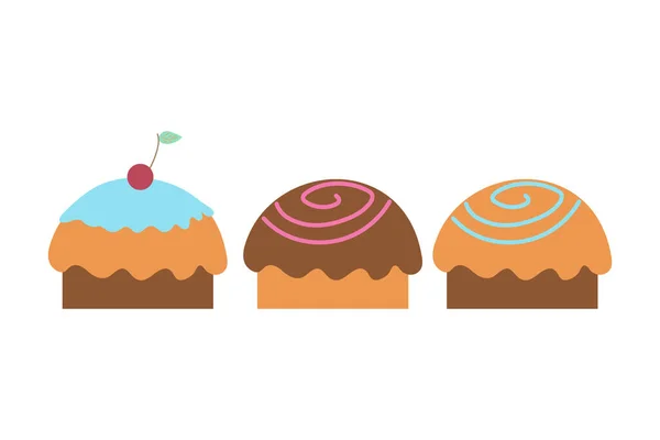 Cupcakes Auf Einem Isolierten Hintergrund Teezeit Dessert Designelemente Ungesunde Ernährung — Stockvektor