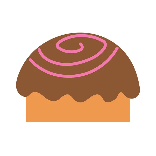 Delicious cupcake with chocolate filling on an isolated background. Tea time. Dessert. Design elements. Unhealthy food. Vector. — Vector de stock