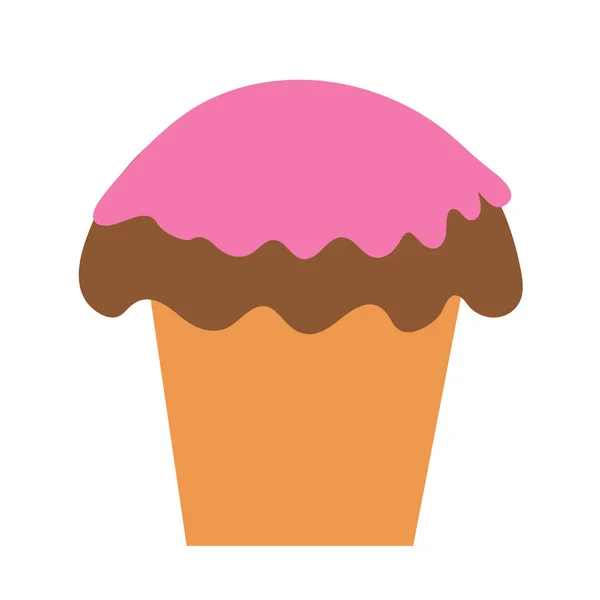 Köstliche Cupcake mit rosa Zuckerguss auf einem isolierten Hintergrund. Dessert backen. Teezeit. Designelemente. Ungesunde Ernährung. Flache Illustration. — Stockvektor