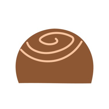 İzole bir arka planda çikolata şekeri. Tatlı. Bir ikram. Çay zamanı. Tasarım elemanları. Sağlıksız yiyecekler. Düz Çizim.