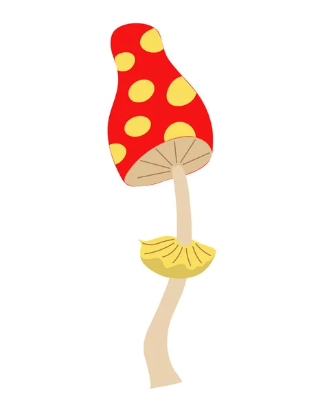 Muhamor em um fundo isolado. Toadstool de cogumelos alucinogénicos. Casal de outono. Cogumelo inquebrável. Design de logotipo, crachá ou panfleto. Ilustração plana. — Vetor de Stock