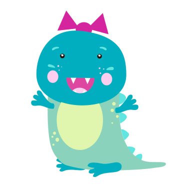 Çocuk odası vektör illüstrasyonu. Şirin Bebek Dinozor.