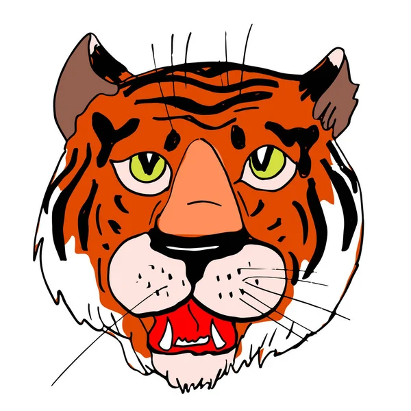 Tigre Boceto Dibujado Mano Ilustración Vectorial Año Nuevo Chino 2022 — Vector de stock