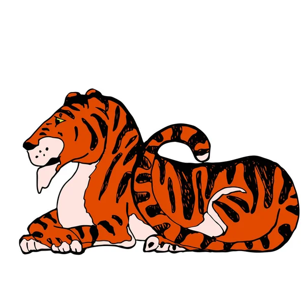 Tigre Boceto Dibujado Mano Ilustración Vectorial Año Nuevo Chino 2022 — Archivo Imágenes Vectoriales