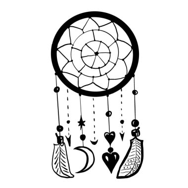 Siyah beyaz düş kapanı çizimi. El çizimi çizim.