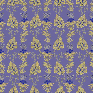 El yapımı canavar palmiyesi yapraklarıyla tropik, pürüzsüz bir desen.. 