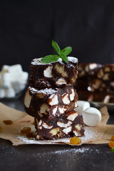 Chocolate Fudge com passas — Fotografia de Stock