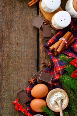 Noel tatil kavramı. Noel cak pişirme için malzemeler