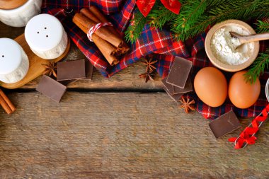 Noel tatil kavramı. Noel cak pişirme için malzemeler