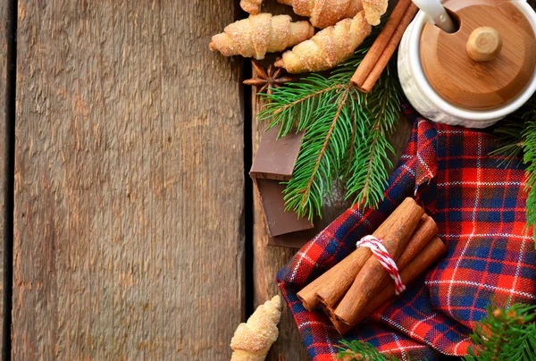 Christmas holidays concept. Ingredients for baking Christmas cak — Stock Photo, Image