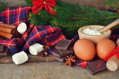 Noel tatil kavramı. Noel cak pişirme için malzemeler