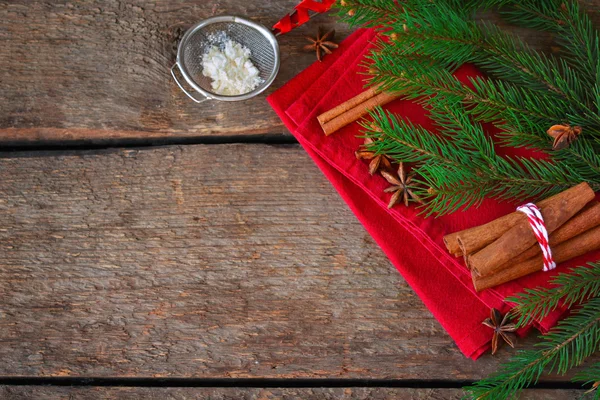 Christmas food background with space for text. Selective focus. Stock Photo