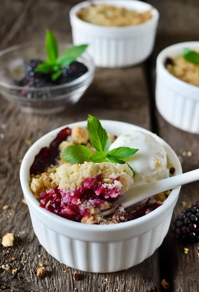 Blackberry crumble with oatmea — Stock fotografie