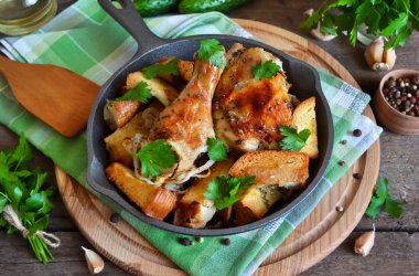 ekmek ve baharat ile pişmiş tavuk