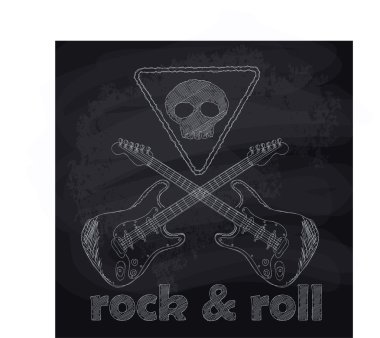 Kafatası ve gitar rock ve Roll desen