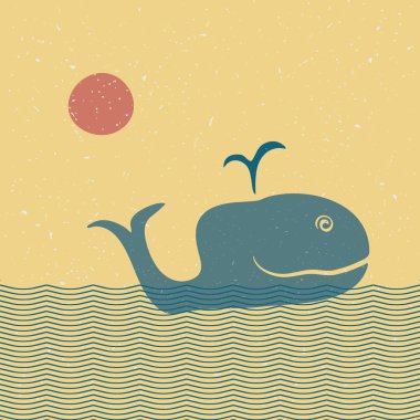 Basit çocuksu komik mavi balina