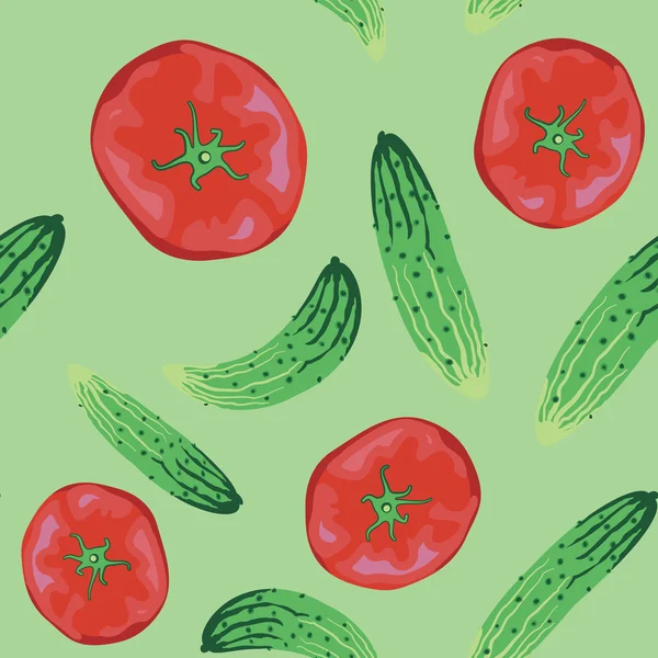 番茄和黄瓜背景 — 图库矢量图片