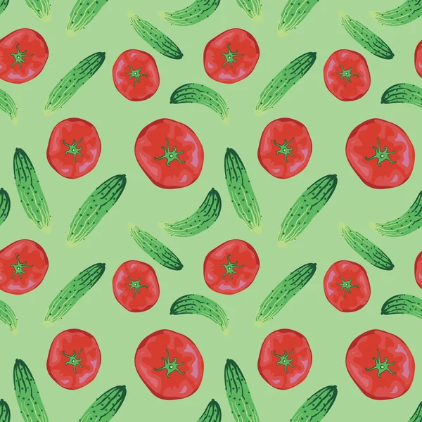 Sfondo di pomodoro e cetriolo — Vettoriale Stock