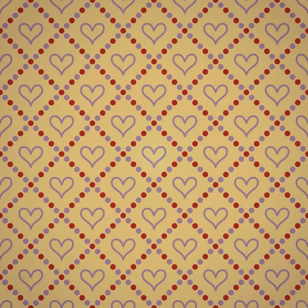 Бесшовный винтажный узор с сердцами — стоковый вектор