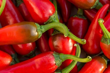  Masanın üzerinde yeşil acı biber resmi var.