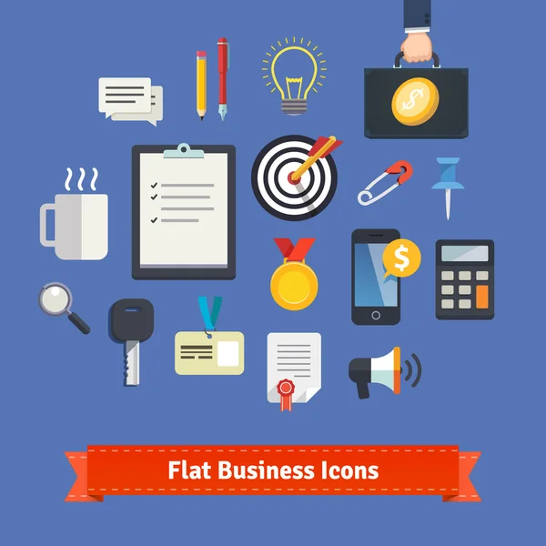 Conjunto de ícones de negócios de estilo plano — Vetor de Stock