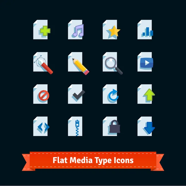 Type de média plat icônes ensemble — Image vectorielle
