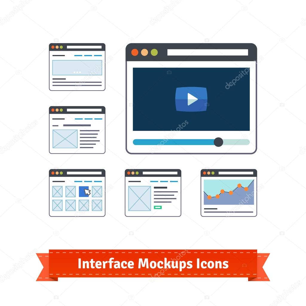 Website interface prototyping mockups, wireframes