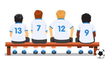 Football soccer sport team sitting on a bench vector Football soccer sport team sitting on a bench vector
