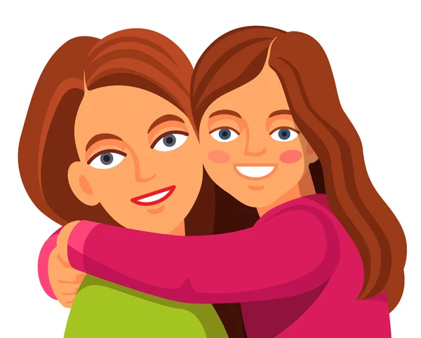 Mother daughter hugging and smiling — Stock Vector