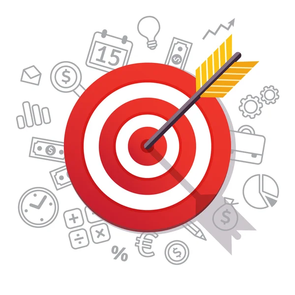 Arrow hits target center. Business success concept — Stock Vector