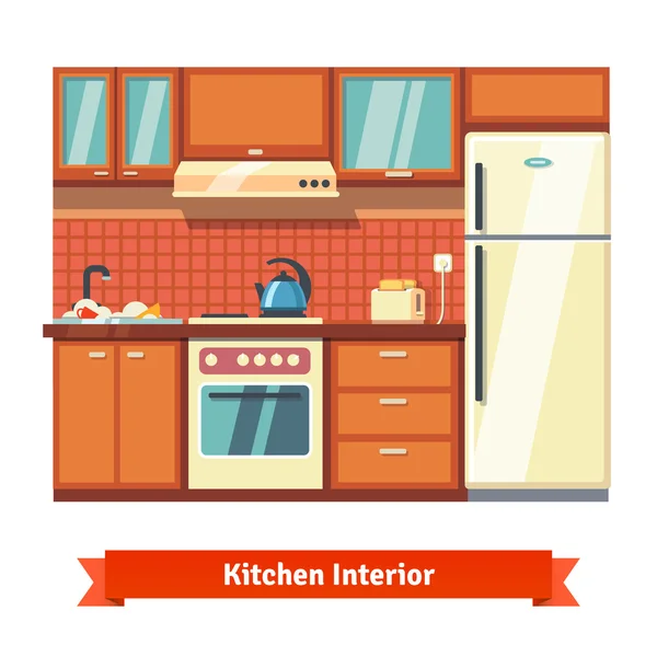 Interior de la pared cocina — Vector de stock