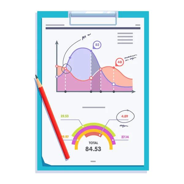 आकडेवारी अहवाल दस्तऐवज कागद क्लिपबोर्ड — स्टॉक व्हेक्टर
