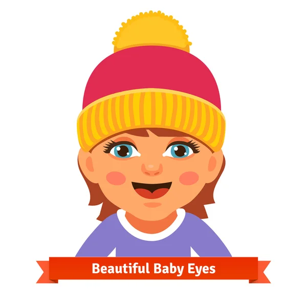 Baby girl in pink hat smiling and watching — Stock vektor