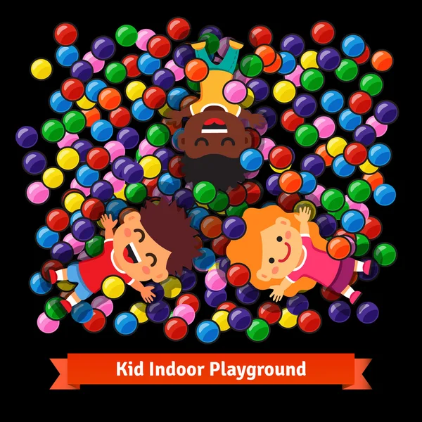 Kids playing at the indoor pool of plastic balls — Stock vektor