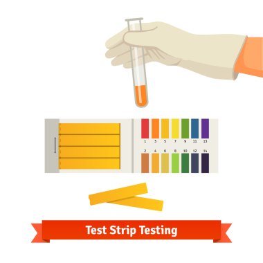 Hand holding test tube with pH indicator clipart