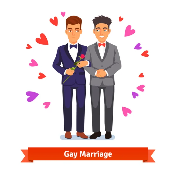 Gay couple marriage and love — Stock Vector