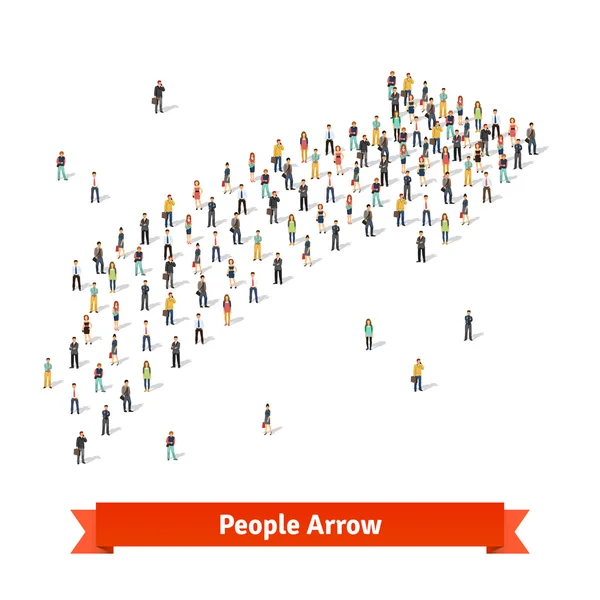 Pessoas juntas em forma de flecha — Vetor de Stock