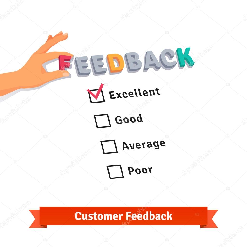 Customer service feedback survey logo. Flat style vector illustration isolated on white background.