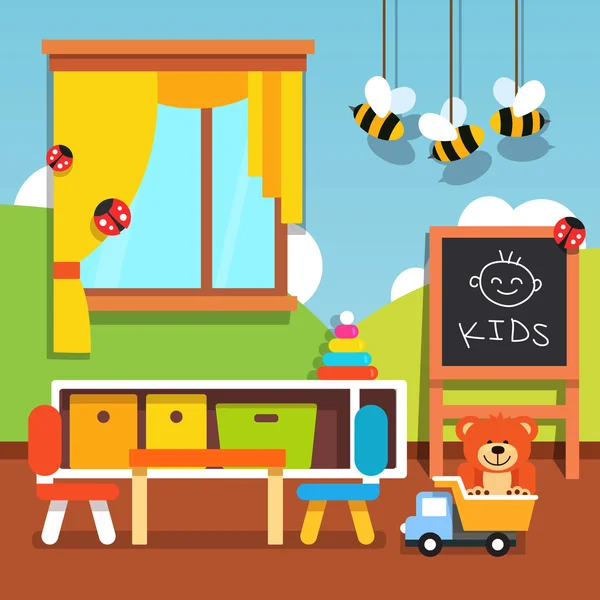 Preschool kindergarten classroom with toys — Stock Vector