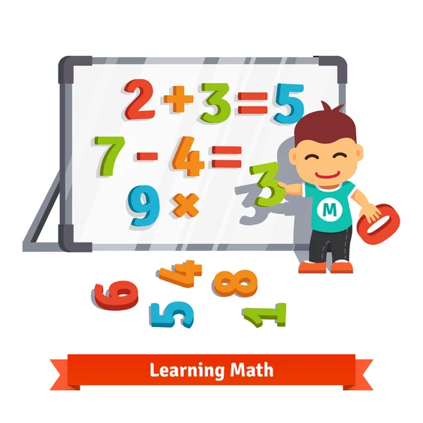 Chico aprendiendo matemáticas — Archivo Imágenes Vectoriales