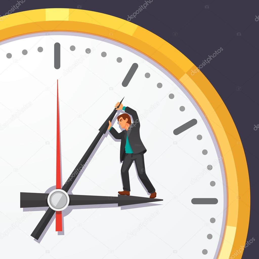 Man in business suit trying to stop time