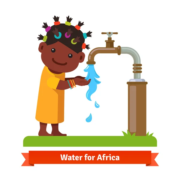 Dívka, mytí rukou. Symbol nedostatek vody — Stockový vektor