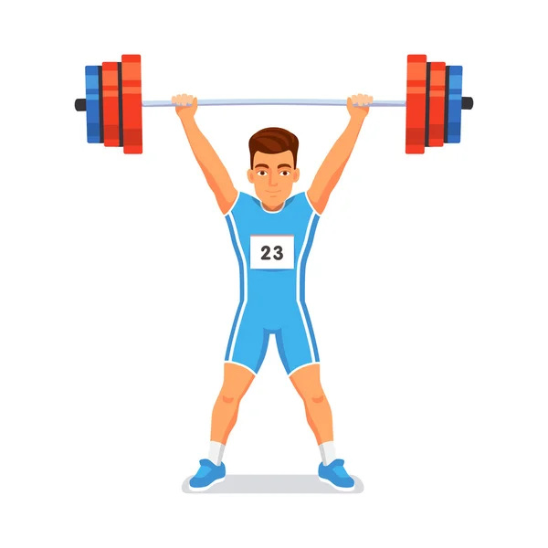 Strong bodybuilder sportsman. Weightlifting sport — Stock Vector