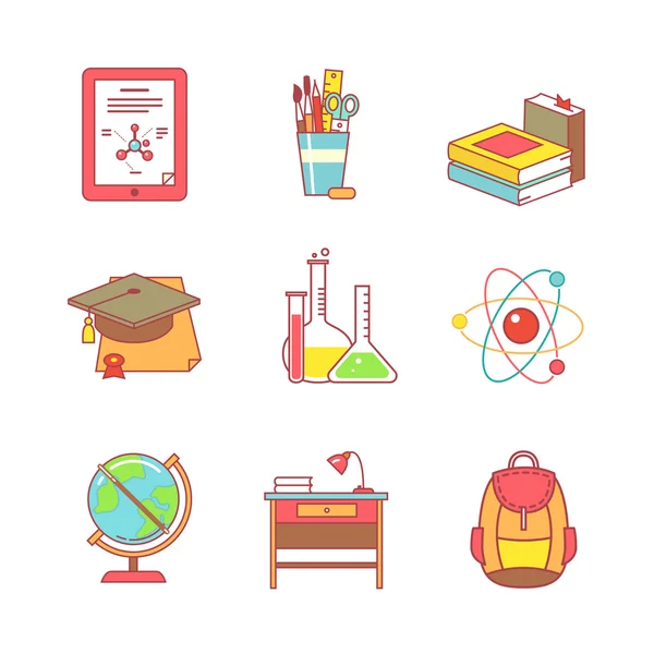 Education learning and school thin line icons set — Stock vektor