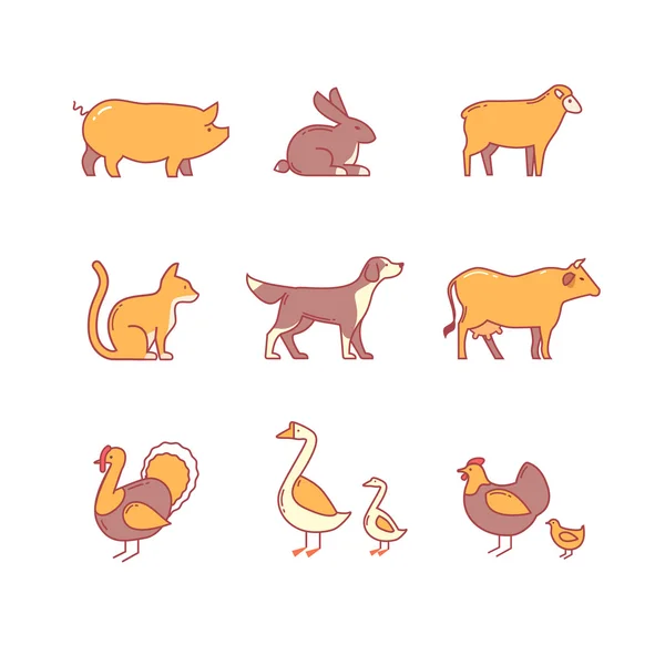 Domestic and farm animals — Stockový vektor